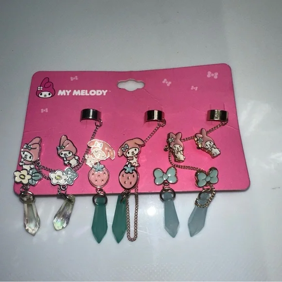 Sanrio My Melody cuff studded earrings set of 3 - Picture 4 of 4